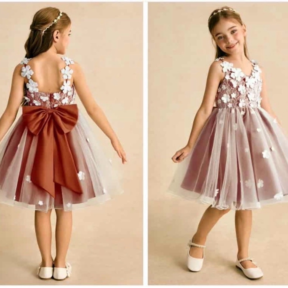 Floral Tulle paprika dress